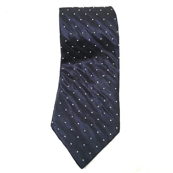 Prada Mens Navy Blue Polka Dot Neck Tie - Picture 2 of 6